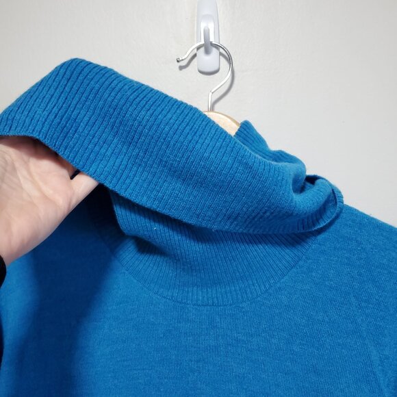 CYNTHIA ROWLEY Merino Wool Knit Turtleneck Sweater Lightweight Blue Women's XS - Picture 3 of 11